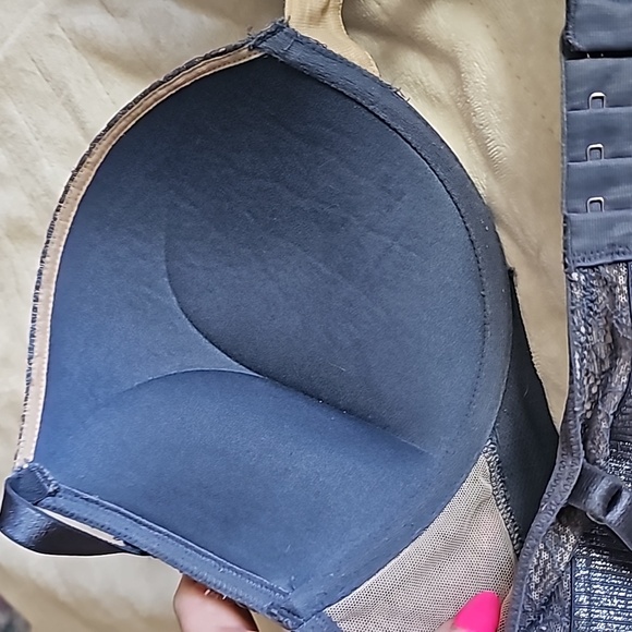 Victoria's Secret 36D Bombshell Plunge Push Up bra blue silver lace - Picture 7 of 11